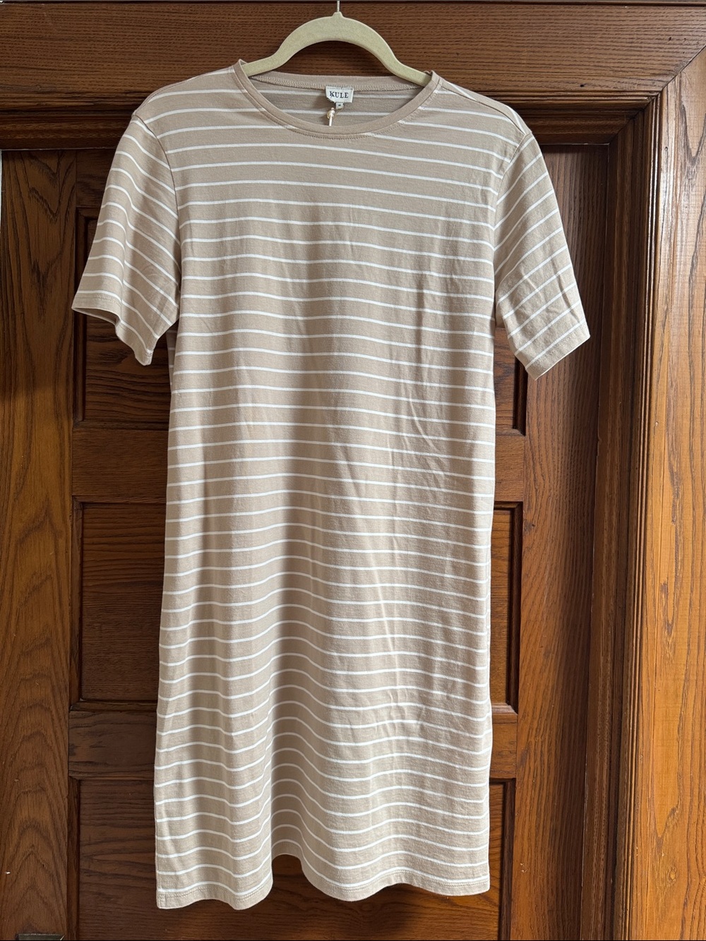 KULE Tee Dress Sand/White Pinstripe - NWT